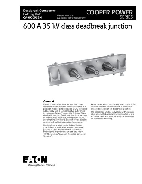 dead junction box|600 A 35 kV class deadbreak junction catalog .